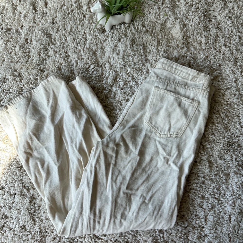 Dazy white thick wide straight leg denim mom jean streetwear artist pant…